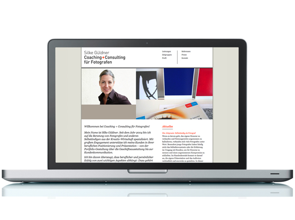 	<p><strong>03 | 06</strong> Website für die Hamburger Beraterin Silke Güldner, die sich auf Fotografen spezialisiert hat</p>